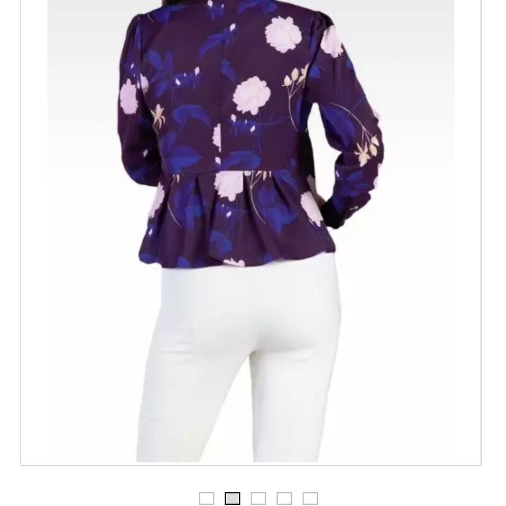 Purple Floral Wrap Blouse
